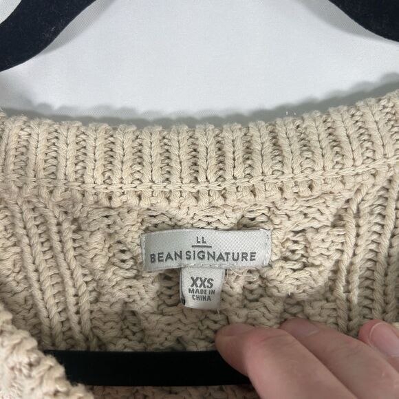 LL Bean Signature Sweater Women XXS Ivory Open Knit Heavy Long Sleeve Round Neck - Picture 4 of 8